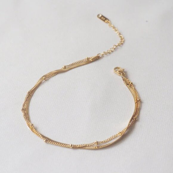 Anklet Gold Double layer Anklet Waterproof Jewelry Pretty Gold Chain Anklet - Picture 4 of 11